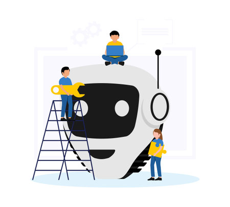 Scientist Working on Robotic AI Conceptのイラスト素材