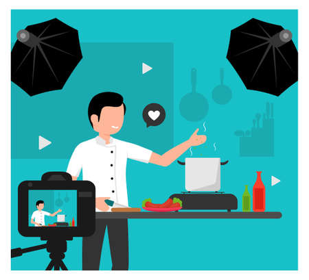 Food Cooking Filming Vlogger conceptのイラスト素材
