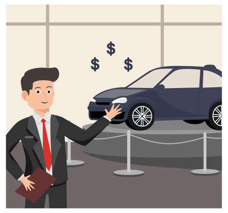 Car Dealer Showroom in Flat designのイラスト素材