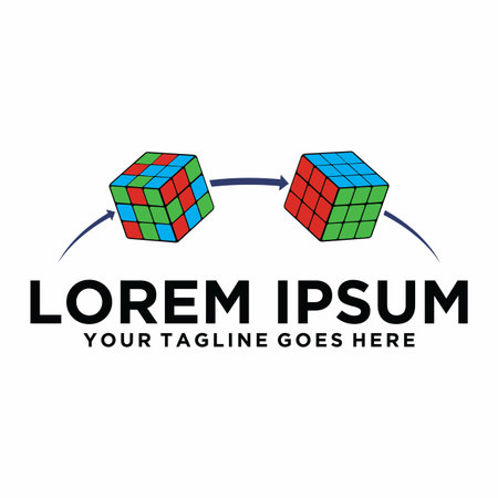 Vector logo template for your business with 3d cubes and text.のイラスト素材