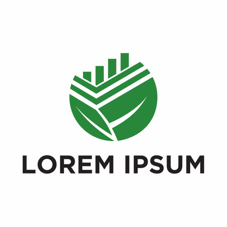 Green leaf with bar chart logo design concept. Symbol graphic template element vectorのイラスト素材