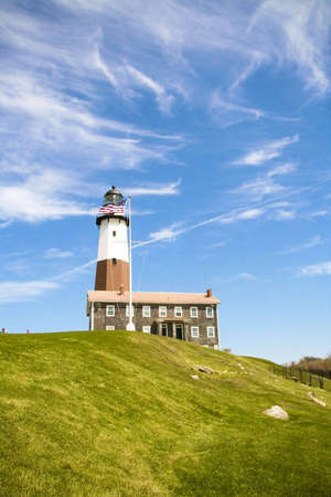 Lighthouse on top of hillの写真素材