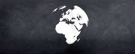 A 3d version of the globe sketched on a blackboardの写真素材
