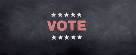 The common stars and voting symbol sketched on a blackboardの写真素材