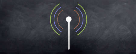 Wi Fi Symbol Logo is drawn on the blackboard