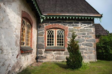 Old Foglo kyrka church on Aland islandsの写真素材