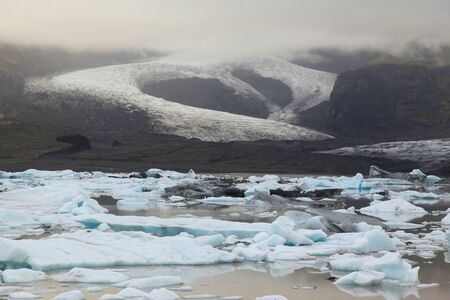 Famous Ice Lagoon in Iceland with clouds