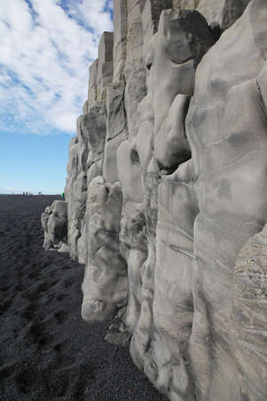 Unusual cave and rocks on the coast in Iceland