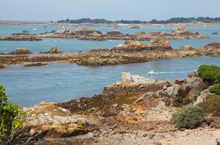 View of the island Ile-de-Brehat in Brittany in Franceの写真素材
