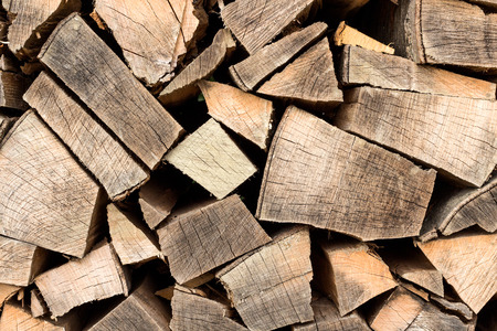 Firewood stacked taken as closeup