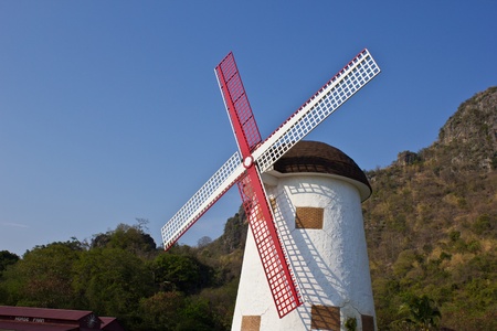 swiss sheep farm windmill at Cha-um Thailandの写真素材