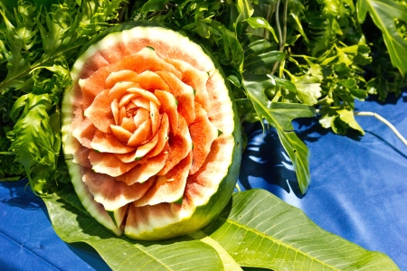 watermelon carving in the Thailand の写真素材