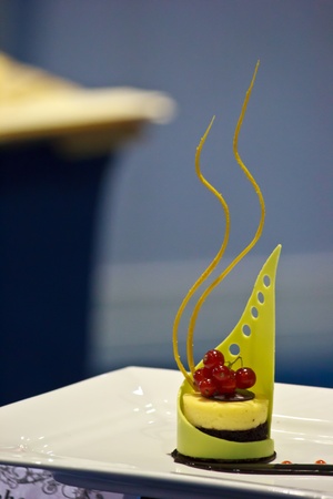 Coconut cheese with chocolate mud cake in the Thailand ultimate chef challenge 2013の写真素材