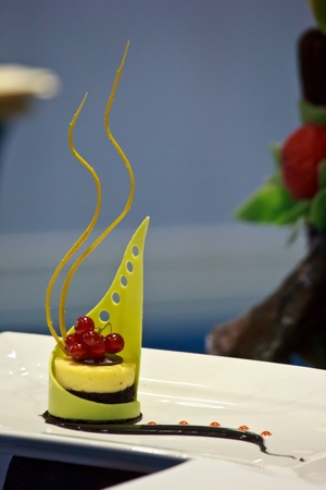 Coconut cheese with chocolate mud cake in the Thailand ultimate chef challenge 2013の写真素材