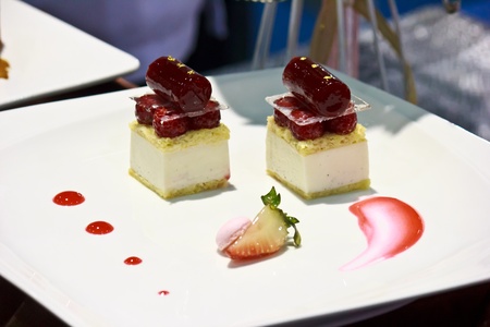 Vanilla Panna Cotta   Rasberry Jelly in The Thailand Ultimate Chef Challenge 2013の写真素材