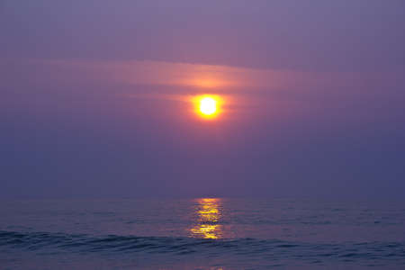 sun rise on the beach Cha um, Thailandの写真素材
