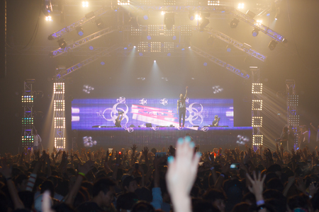 BANGKOK - DECEMBER 9   STEVE AOKI  show at  808 FESTIVAL 2013, a super-charged international beat buffet that is set to rock the ears dancing feet of Bangkok, Thailand のeditorial素材