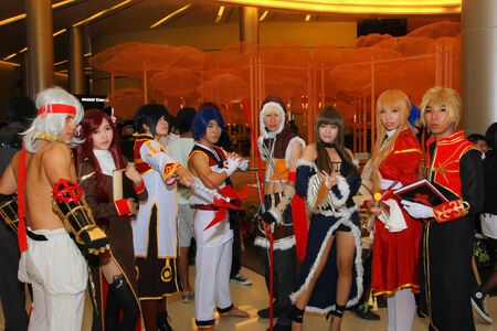 Bangkok - Oct 19: An unidentified Japanese anime cosplay pose  on October 19, 2014 at Paragon, Bangkok, Thailand.のeditorial素材