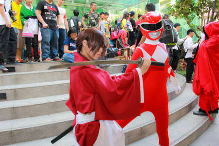 Bangkok - Dec 28: An unidentified Japanese anime cosplay pose  in COSCOM EXTRA : Christmas  on...