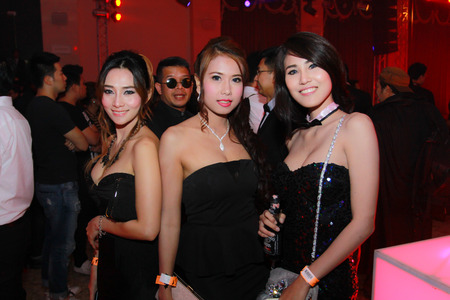 Bangkok - Oct 31: An unidentified Sexy playboy girl in Playboy's Gothic Halloween on October 31, 2014 at Grand Postal Building, Bangkok, Thailand.のeditorial素材