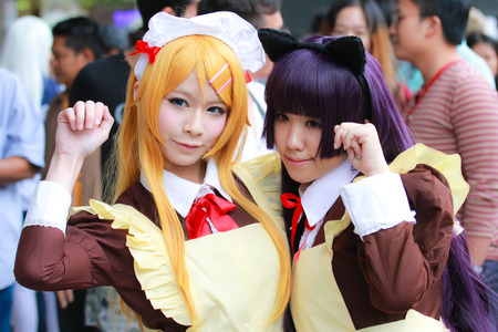 Bangkok - Jan 24: An unidentified Japanese anime cosplay pose  on January 24, 2016 at Central World, Bangkok, Thailand.のeditorial素材