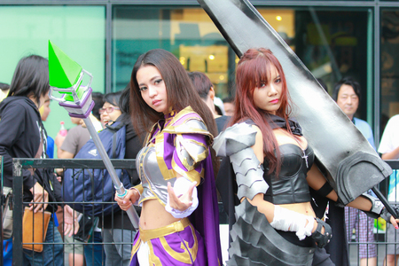 Bangkok - Jan 24: An unidentified Japanese anime cosplay pose  on January 24, 2016 at Central World,...