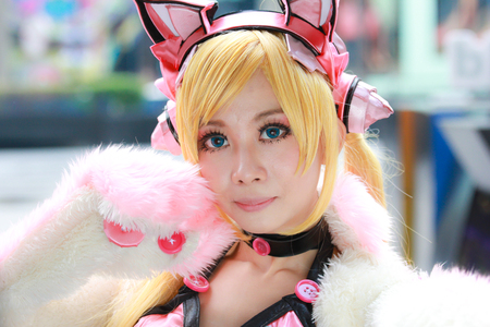 Bangkok - Jan 24: An unidentified Japanese anime cosplay pose  on January 24, 2016 at Central World,...