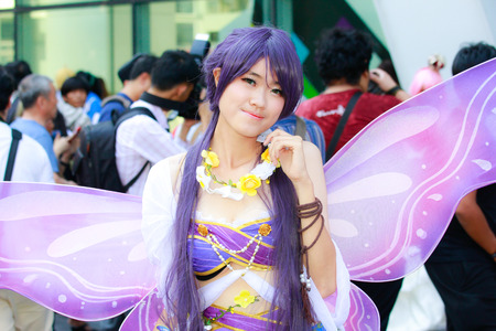 Bangkok - Feb 12: An unidentified Japanese anime cosplay  pose on Febuary 12, 2017 at Central World, Bangkok, Thailand.のeditorial素材