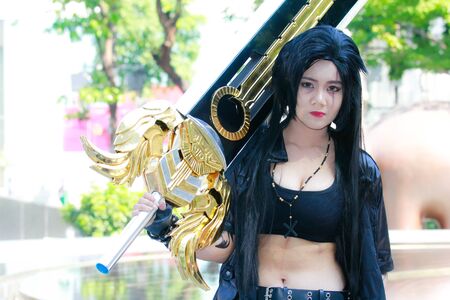 Bangkok - Feb 12: An unidentified Japanese anime cosplay  pose on Febuary 12, 2017 at Central World, Bangkok, Thailand.のeditorial素材