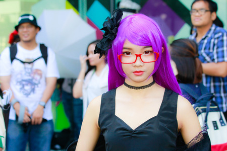 Bangkok - Feb 12: An unidentified Japanese anime cosplay  pose on Febuary 12, 2017 at Central World, Bangkok, Thailand.のeditorial素材