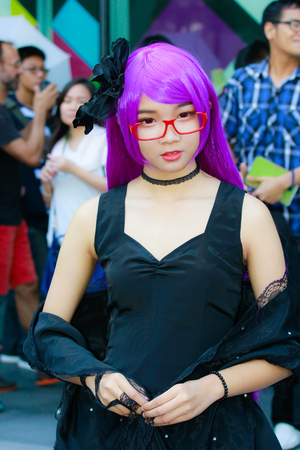 Bangkok - Feb 12: An unidentified Japanese anime cosplay  pose on Febuary 12, 2017 at Central World, Bangkok, Thailand.のeditorial素材