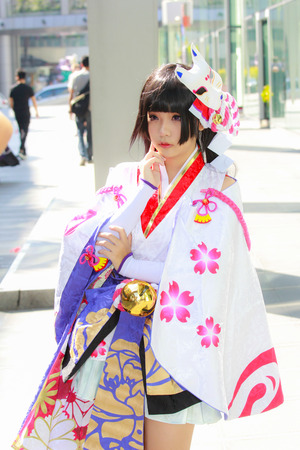 Bangkok - Feb 12: An unidentified Japanese anime cosplay  pose on Febuary 12, 2017 at Central World, Bangkok, Thailand.のeditorial素材