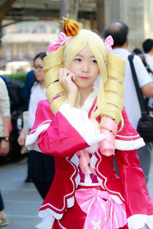 Bangkok - Feb 12: An unidentified Japanese anime cosplay  pose on Febuary 12, 2017 at Central World, Bangkok, Thailand.のeditorial素材