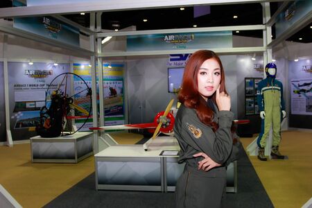 BANGKOK, THAILAND - APRIL 09, 2017: Unidentified female presenter pose in the 38th Bangkok International Motor Show on April 09, 2017 in Bangkok, Thailand.のeditorial素材