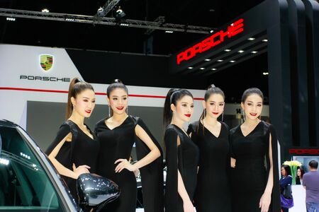 BANGKOK, THAILAND - APRIL 09, 2017: Unidentified female presenter pose in the 38th Bangkok International Motor Show on April 09, 2017 in Bangkok, Thailand.のeditorial素材