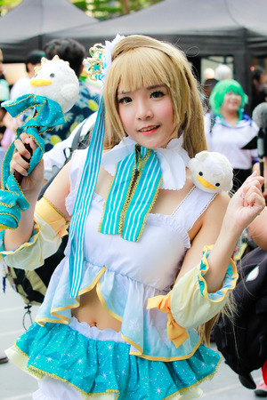 Bangkok - Jan 28: An unidentified Japanese anime cosplay  pose on January 28, 2018 at Central World, Bangkok, Thailand.のeditorial素材