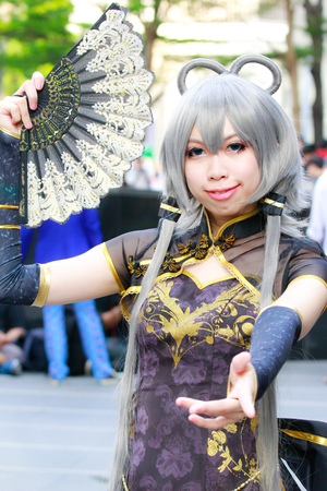 Bangkok - Jan 28: An unidentified Japanese anime cosplay  pose on January 28, 2018 at Central World, Bangkok, Thailand.のeditorial素材