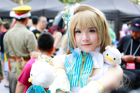Bangkok - Jan 28: An unidentified Japanese anime cosplay  pose on January 28, 2018 at Central World,...
