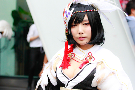 Bangkok - Jan 28: An unidentified Japanese anime cosplay  pose on January 28, 2018 at Central World, Bangkok, Thailand.のeditorial素材