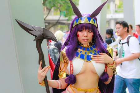 Bangkok - Jan 28: An unidentified Japanese anime cosplay  pose on January 28, 2018 at Central World, Bangkok, Thailand.のeditorial素材