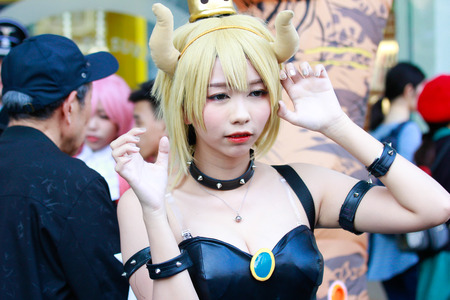 Bangkok - Jan 27: An unidentified Japanese anime cosplay pose on January 27, 2019 at Central World, Bangkok, Thailand.のeditorial素材