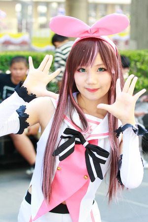 Bangkok - Jan 27: An unidentified Japanese anime cosplay pose on January 27, 2019 at Central World, Bangkok, Thailand.のeditorial素材
