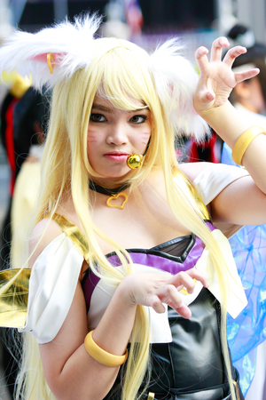 Bangkok - Jan 27: An unidentified Japanese anime cosplay pose on January 27, 2019 at Central World, Bangkok, Thailand.のeditorial素材