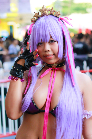 Bangkok - Jan 27: An unidentified Japanese anime cosplay pose on January 27, 2019 at Central World, Bangkok, Thailand.のeditorial素材
