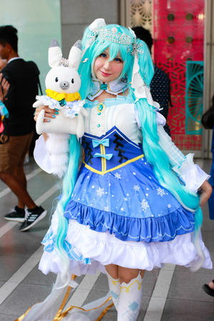 Bangkok - Jan 27: An unidentified Japanese anime cosplay pose on January 27, 2019 at Central World, Bangkok, Thailand.のeditorial素材