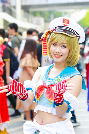 Bangkok - Jan 27: An unidentified Japanese anime cosplay pose on January 27, 2019 at Central World, Bangkok, Thailand.のeditorial素材