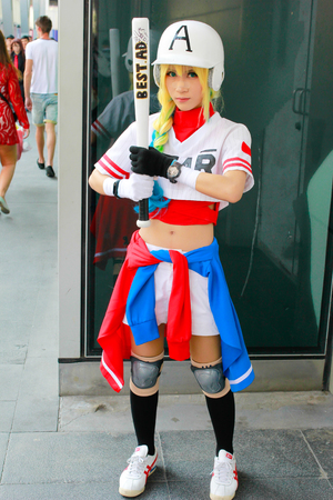 Bangkok - Jan 27: An unidentified Japanese anime cosplay pose on January 27, 2019 at Central World, Bangkok, Thailand.のeditorial素材