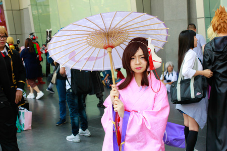 Bangkok - Jan 27: An unidentified Japanese anime cosplay pose on January 27, 2019 at Central World, Bangkok, Thailand.のeditorial素材