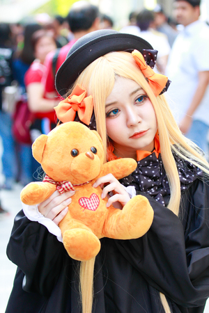 Bangkok - Jan 27: An unidentified Japanese anime cosplay pose on January 27, 2019 at Central World, Bangkok, Thailand.のeditorial素材