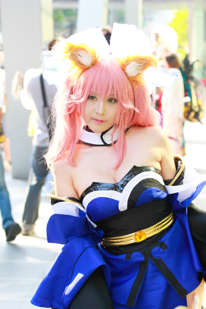 Bangkok - Jan 27: An unidentified Japanese anime cosplay pose on January 27, 2019 at Central World, Bangkok, Thailand.のeditorial素材